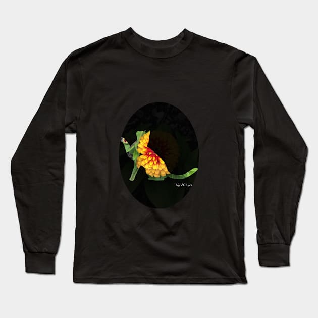 Flower Cat 2 Long Sleeve T-Shirt by Kat Heitzman